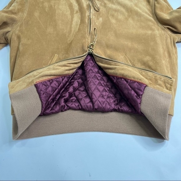 RALPH LAUREN Purple Label Wescott 100% Lamb Suede Camel Brown Bomber Soft Jacket - Picture 9 of 17
